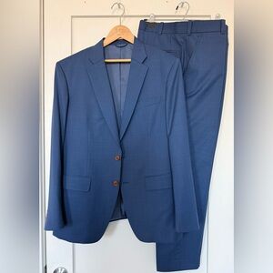 NEW Bespoke Wool 2-Piece Suit, Steel Blue, Men’s ~42R